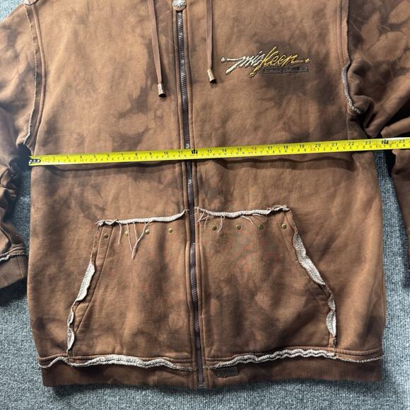 VTG Miskeen Originals Brown Tie-Dye Embroidered Art Zip Hoodie Streetwear Jacket - Picture 11 of 13